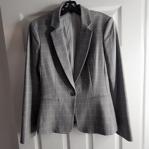 Express Jackets & Blazers - Express Light Gray Blazer with Subtle Pink Accents